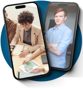 Personnes sur écran de mobiles
